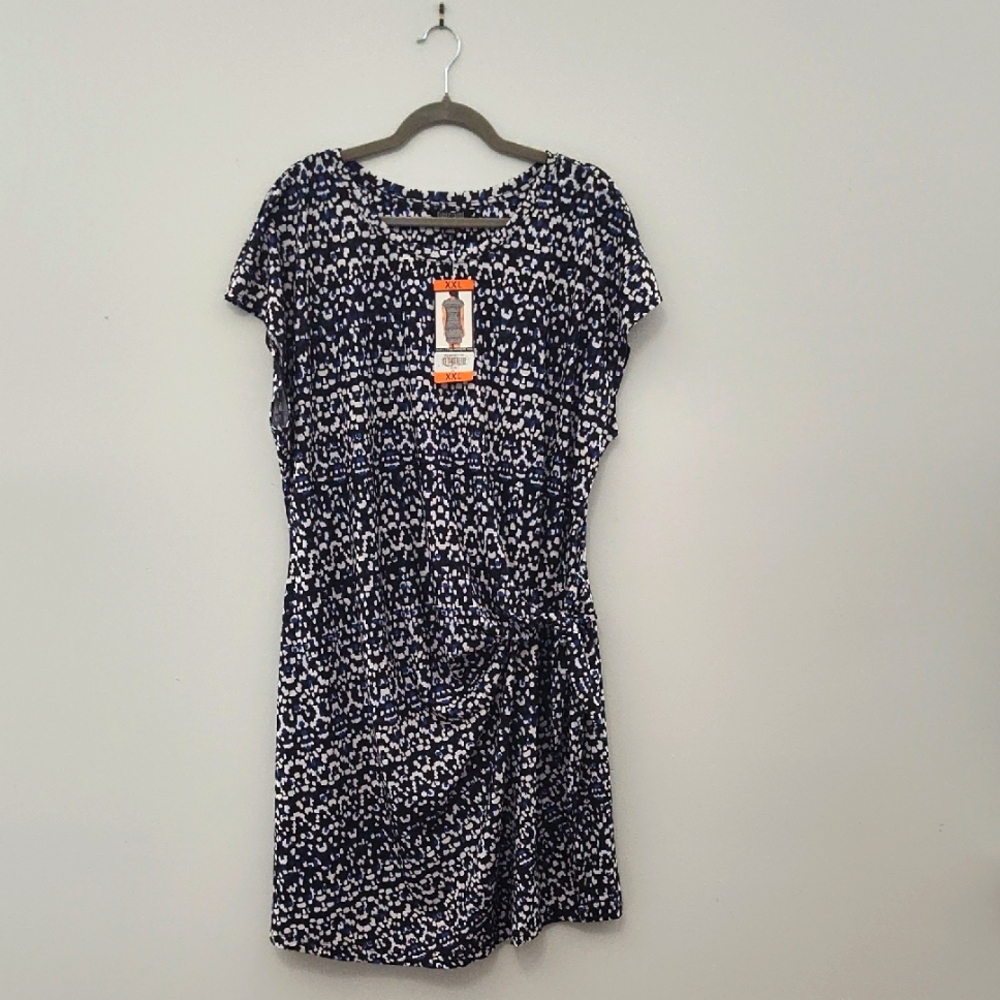 Nicole Miller Dress Midi Knee Length XXL Casual Knit Spring Summer Faux Wrap NWT